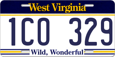WV license plate 1CO329