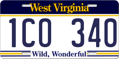 WV license plate 1CO340