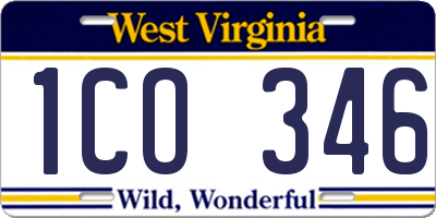 WV license plate 1CO346