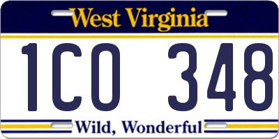 WV license plate 1CO348