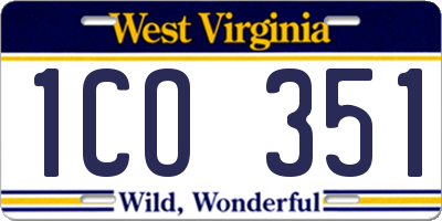 WV license plate 1CO351