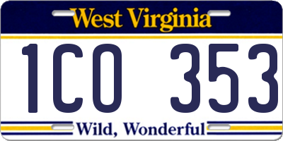 WV license plate 1CO353