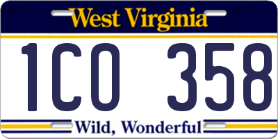 WV license plate 1CO358