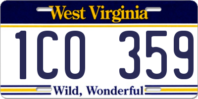WV license plate 1CO359
