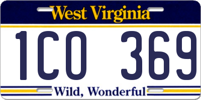 WV license plate 1CO369