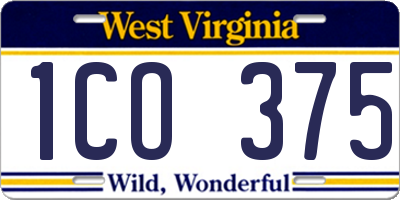 WV license plate 1CO375