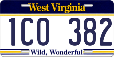 WV license plate 1CO382