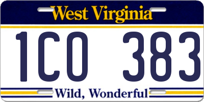 WV license plate 1CO383