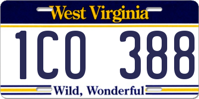 WV license plate 1CO388