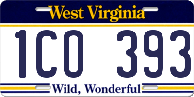 WV license plate 1CO393
