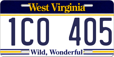 WV license plate 1CO405