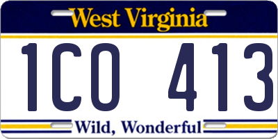 WV license plate 1CO413