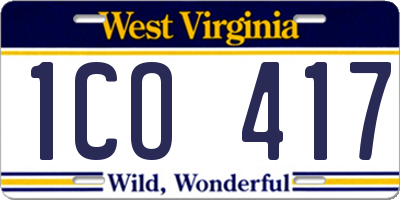 WV license plate 1CO417