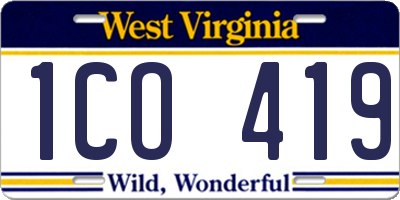 WV license plate 1CO419