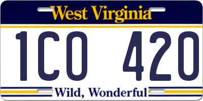 WV license plate 1CO420