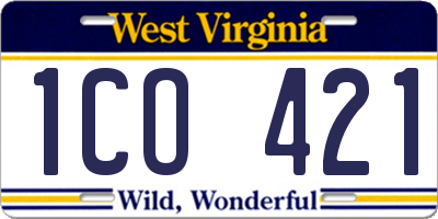 WV license plate 1CO421
