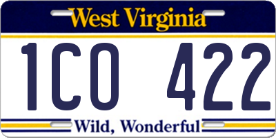 WV license plate 1CO422