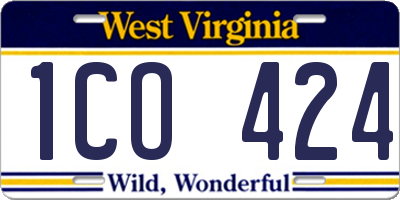 WV license plate 1CO424