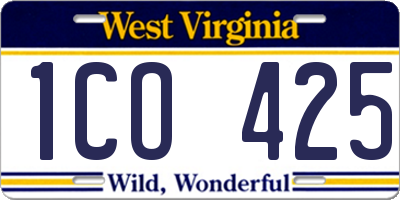 WV license plate 1CO425
