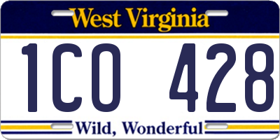 WV license plate 1CO428