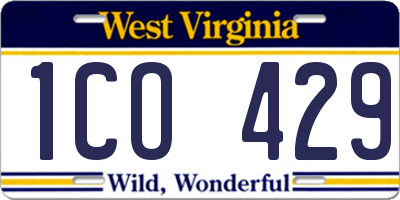 WV license plate 1CO429