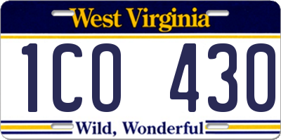 WV license plate 1CO430