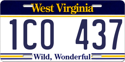 WV license plate 1CO437
