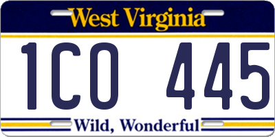 WV license plate 1CO445