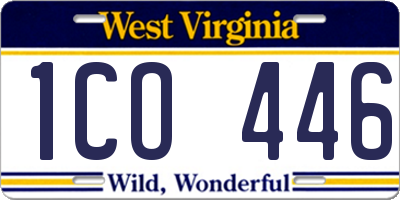 WV license plate 1CO446