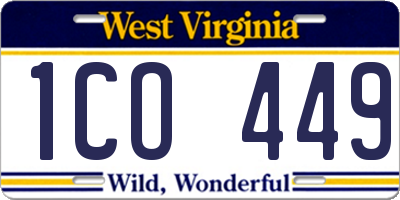 WV license plate 1CO449