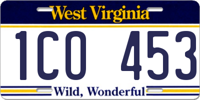 WV license plate 1CO453