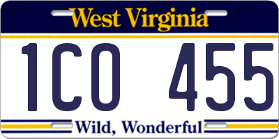 WV license plate 1CO455