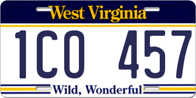 WV license plate 1CO457