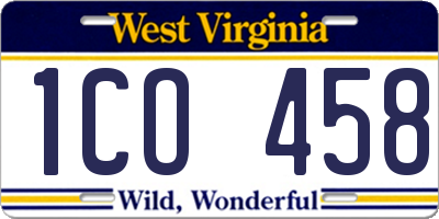 WV license plate 1CO458