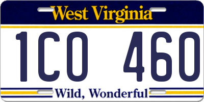 WV license plate 1CO460