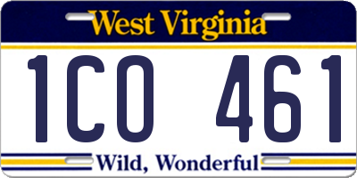 WV license plate 1CO461