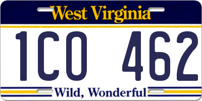 WV license plate 1CO462