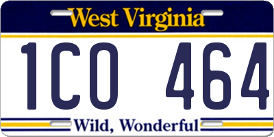 WV license plate 1CO464