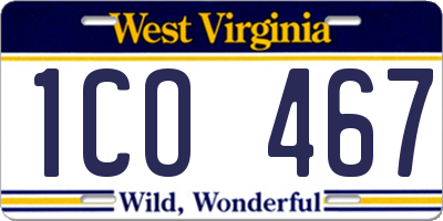 WV license plate 1CO467