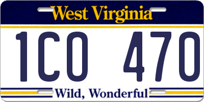 WV license plate 1CO470
