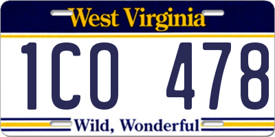 WV license plate 1CO478