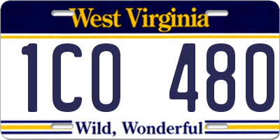 WV license plate 1CO480