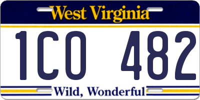 WV license plate 1CO482