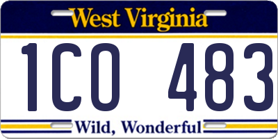 WV license plate 1CO483