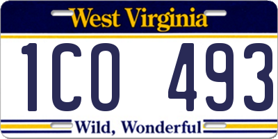 WV license plate 1CO493