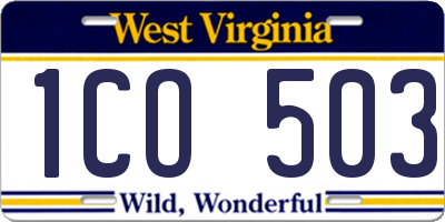 WV license plate 1CO503