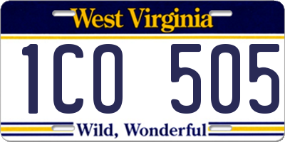 WV license plate 1CO505