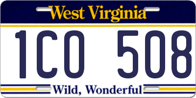 WV license plate 1CO508