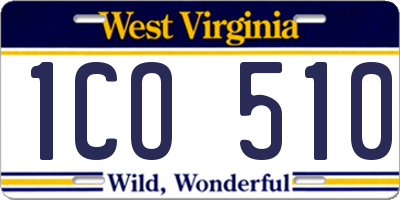 WV license plate 1CO510