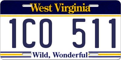 WV license plate 1CO511